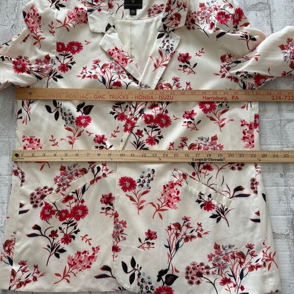 Worthington Sasha Floral Blazer 3/4 Ruched Sleeve Light Shoulder Pad Office XXL - Picture 11 of 11